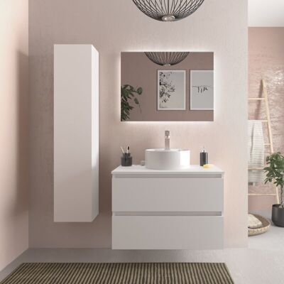 CYGNUS BATH Mueble De Baño Bequia 80 Cm Blanco Mate Con Lavabo Sobre Encimera CYGNUS BATH Mueble De Baño Bequia 80 Cm Blanco Mate Con Lavabo Sobre Encimera