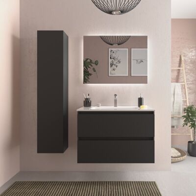 Salgar Mueble de baño Bequia 80 cm Negro Mate con lavabo de porcelana - Mueble de baño Salgar Mueble de baño Bequia 80 cm Negro Mate con lavabo de porcelana - Mueble de baño