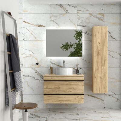 Mueble de baño Salgar Born 80 cm con lavabo de porcelana - Roble Mueble de baño Salgar Born 80 cm con lavabo de porcelana - Roble
