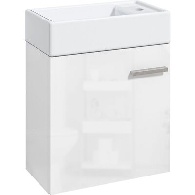 Homcom - Mueble De Baño Con Lavabo De Pared Lavabo Con Mueble Puerta Con Cierre Suave Y Armario Mueble Para Lavabo Moderno 40x23x50 Cm Blanco Brillante Homcom - Mueble De Baño Con Lavabo De Pared Lavabo Con Mueble Puerta Con Cierre Suave Y Armario Mueble Para Lavabo Moderno 40x23x50 Cm Blanco Brillante