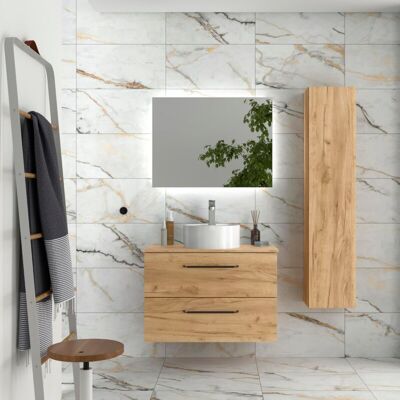 Salgar Mueble de baño Morai 80 cm - Roble y Tirador negro Salgar Mueble de baño Morai 80 cm - Roble y Tirador negro