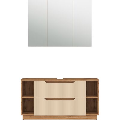 Conjunto De Muebles De Baño Lotta, Rayas Roble/cachemira, 2 Partes, Vicco Conjunto De Muebles De Baño Lotta, Rayas Roble/cachemira, 2 Partes, Vicco