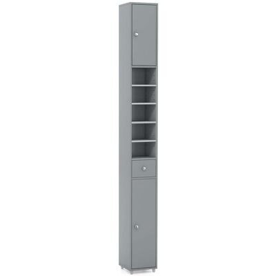 HELLOSHOP26 Mueble Columna Para Baño De 20 X 20 X 180 Cm Con 5 Estantes Ajustables Estilo Moderno Mdf Gris 200020007 HELLOSHOP26 Mueble Columna Para Baño De 20 X 20 X 180 Cm Con 5 Estantes Ajustables Estilo Moderno Mdf Gris 200020007