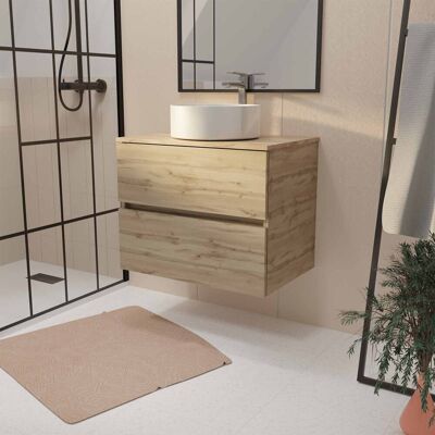 Aurlane - Mueble de baño 70 cm Roble Decorado 2 Cajones Lavabo Blanco Aurlane - Mueble de baño 70 cm Roble Decorado 2 Cajones Lavabo Blanco