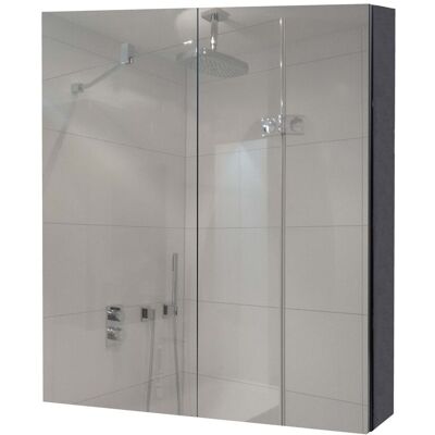 DÉCOSHOP26 Rmario De Baño Con Espejo De Pared 2 Estantes Ajustables Acabado Brillante 70x60x16 Cm Madera De Eucalipto Negro Vidrio 04000576 DÉCOSHOP26 Rmario De Baño Con Espejo De Pared 2 Estantes Ajustables Acabado Brillante 70x60x16 Cm Madera De Eucalipto Negro Vidrio 04000576