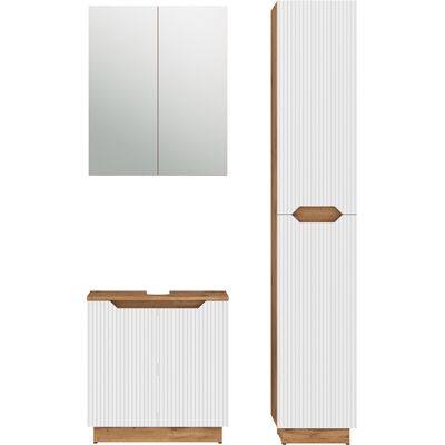 Juego De Muebles De Baño De 3 Piezas Lotta, Roble/rayas Blancas, 3 Partes, Vicco Juego De Muebles De Baño De 3 Piezas Lotta, Roble/rayas Blancas, 3 Partes, Vicco