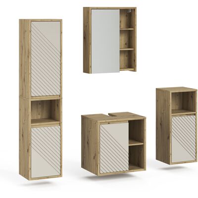 Conjunto De Muebles De Baño Viola, Roble Artesanal, 4 Partes, Vicco Conjunto De Muebles De Baño Viola, Roble Artesanal, 4 Partes, Vicco