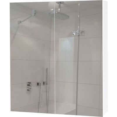 DÉCOSHOP26 Rmario De Baño Con Espejo De Pared 2 Estantes Ajustables Acabado Brillante 70x60x16 Cm Madera De Eucalipto Vidrio Blanco 04000576 DÉCOSHOP26 Rmario De Baño Con Espejo De Pared 2 Estantes Ajustables Acabado Brillante 70x60x16 Cm Madera De Eucalipto Vidrio Blanco 04000576