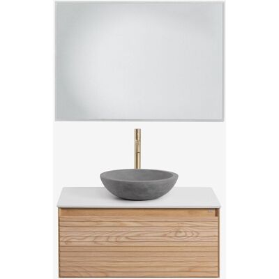 Conjunto De Mueble De Baño Suspendido 80x50 Cm En Madera De Fresno Tedrik Sklum Conjunto De Mueble De Baño Suspendido 80x50 Cm En Madera De Fresno Tedrik Sklum