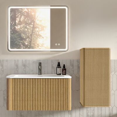 JHY DESIGN Conjunto De Muebles De Baño Con Lavabo Y Espejo Led, Mueble De Baño Suspendido De 80 Cm Con Lavabo, Espejo De Baño Cuadrado. JHY DESIGN Conjunto De Muebles De Baño Con Lavabo Y Espejo Led, Mueble De Baño Suspendido De 80 Cm Con Lavabo, Espejo De Baño Cuadrado.