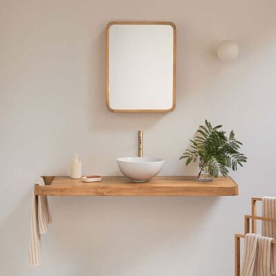 Conjunto De Mueble De Baño 130x45 Cm Suspendido En Madera De Teca Neill Sklum Conjunto De Mueble De Baño 130x45 Cm Suspendido En Madera De Teca Neill Sklum
