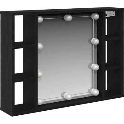 HELLOSHOP26 Armario Con Espejo Moderno Con Iluminación Led 76 X 15 X 55 Cm Almacenamiento Práctico De Madera Contrachapada Roble Negro 020051808 HELLOSHOP26 Armario Con Espejo Moderno Con Iluminación Led 76 X 15 X 55 Cm Almacenamiento Práctico De Madera Contrachapada Roble Negro 020051808