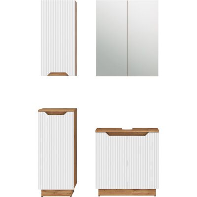 Conjunto De Muebles De Baño Lotta, Roble/rayas Blancas, 4 Partes, Vicco Conjunto De Muebles De Baño Lotta, Roble/rayas Blancas, 4 Partes, Vicco