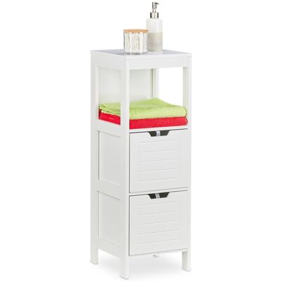 Relaxdays Estantería Baño, Diseño Rústico, 90 X 30 X 30 Cm, 2 Cajones, 1 Estante, Vertical, Estante Toallas, Blanco Relaxdays Estantería Baño, Diseño Rústico, 90 X 30 X 30 Cm, 2 Cajones, 1 Estante, Vertical, Estante Toallas, Blanco