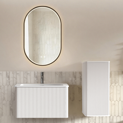 JHY DESIGN Conjunto De Muebles De Baño Con Lavabo, Mueble De Tocador Y Espejo Led, Mueble De Tocador De Pared De 80 Cm De Ancho Con Lavabo, Espejo De Baño Ovalado Con Marco Negro, Blanco JHY DESIGN Conjunto De Muebles De Baño Con Lavabo, Mueble De Tocador Y Espejo Led, Mueble De Tocador De Pared De 80 Cm De Ancho Con Lavabo, Espejo De Baño Ovalado Con Marco Negro, Blanco