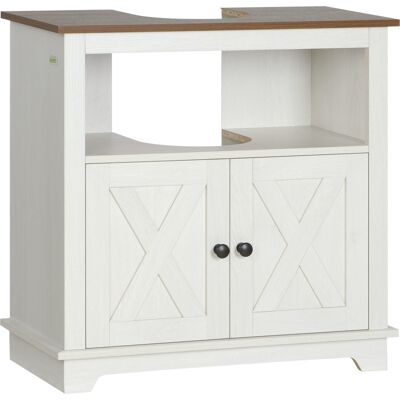 JHY DESIGN Mueble De Baño Con Nicho Y Armario De Doble Puerta, 60 X 30 X 60 Cm, Blanco JHY DESIGN Mueble De Baño Con Nicho Y Armario De Doble Puerta, 60 X 30 X 60 Cm, Blanco
