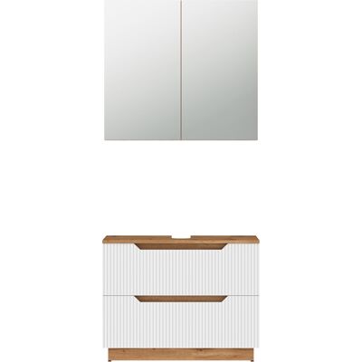 Conjunto De Muebles De Baño Lotta, Roble/rayas Blancas, 2 Partes, Vicco Conjunto De Muebles De Baño Lotta, Roble/rayas Blancas, 2 Partes, Vicco