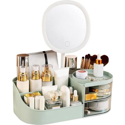 OEM Caja Verde Con Espejo Led Y 2 Cajones, Organizador Multifuncional Para El Cuidado De La Piel, Ideal Para El Baño, El Dormitorio O El Tocador. OEM Caja Verde Con Espejo Led Y 2 Cajones, Organizador Multifuncional Para El Cuidado De La Piel, Ideal Para El Baño, El Dormitorio O El Tocador.