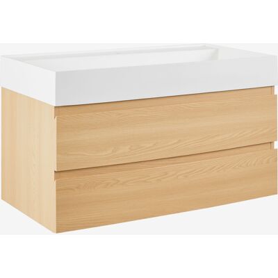 Sklum - Conjunto De Mueble De Baño En Madera Y Chapa De Fresno Con Lavabo Integrado Ona Sklum - Conjunto De Mueble De Baño En Madera Y Chapa De Fresno Con Lavabo Integrado Ona