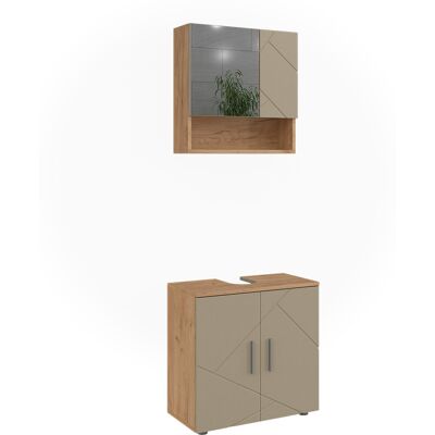 Conjunto De Muebles De Baño Irma, Roble Dorado, 2 Partes, Vicco Conjunto De Muebles De Baño Irma, Roble Dorado, 2 Partes, Vicco