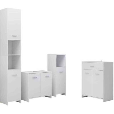 vidaXL Conjunto de Muebles de Baño 4 Piezas Blanco - Muebles de Baño vidaXL Conjunto de Muebles de Baño 4 Piezas Blanco - Muebles de Baño