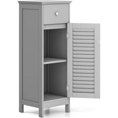 Costway Mueble Auxiliar Baño, Cajón Y Puerta De Persiana, Armario Baño Con Estante Ajustable, Mueble Baño Cocina, 32 X 30 X 88cm (gris) Costway Mueble Auxiliar Baño, Cajón Y Puerta De Persiana, Armario Baño Con Estante Ajustable, Mueble Baño Cocina, 32 X 30 X 88cm (gris)