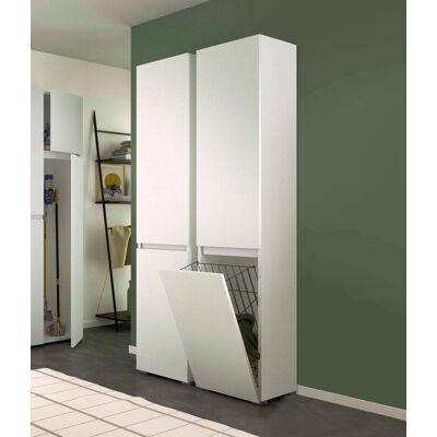 DMORA - Armario de 2 puertas - Blanco - 45x37x195 cm - Armario de almacenamiento DMORA - Armario de 2 puertas - Blanco - 45x37x195 cm - Armario de almacenamiento