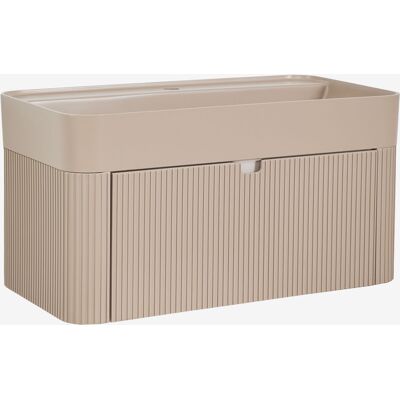 Conjunto De Mueble De Baño Suspendido 80x40 Cm En Madera Con Lavabo Integrado Saioa Sklum Conjunto De Mueble De Baño Suspendido 80x40 Cm En Madera Con Lavabo Integrado Saioa Sklum
