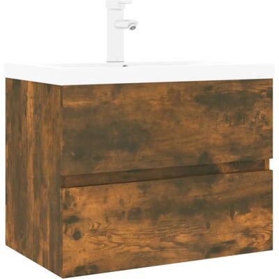 mueble lavabo de nogal ahumado con lavabo integrado - Mueble de baño mueble lavabo de nogal ahumado con lavabo integrado - Mueble de baño