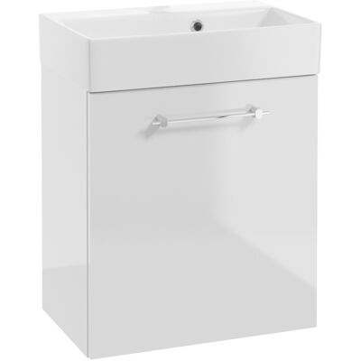 OEM Mueble De Baño Suspendido Con Lavabo De 60x50 Cm. Blanco Brillante, Tirador Cromado. Elara OEM Mueble De Baño Suspendido Con Lavabo De 60x50 Cm. Blanco Brillante, Tirador Cromado. Elara