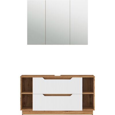 Conjunto De Muebles De Baño Lotta, Roble/rayas Blancas, 2 Partes, Vicco Conjunto De Muebles De Baño Lotta, Roble/rayas Blancas, 2 Partes, Vicco
