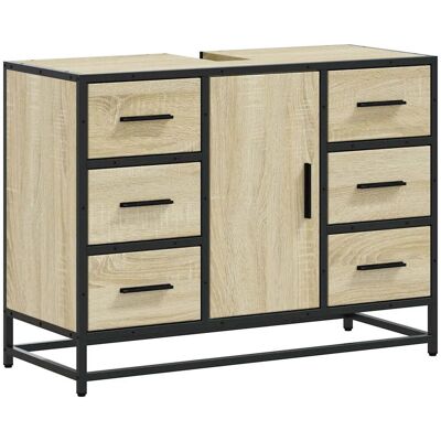 HELLOSHOP26 Armario De Lavabo Retro Para Baño 80 X 33 X 60 Cm Gran Espacio De Almacenamiento Estilo Industrial En Madera Contrachapada Roble Sonoma 020049666 HELLOSHOP26 Armario De Lavabo Retro Para Baño 80 X 33 X 60 Cm Gran Espacio De Almacenamiento Estilo Industrial En Madera Contrachapada Roble Sonoma 020049666