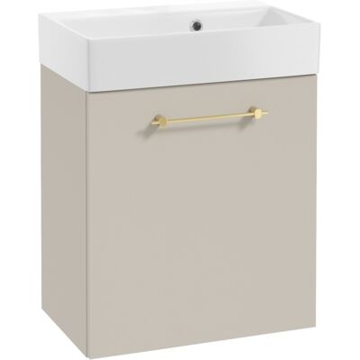 OEM Mueble De Baño Suspendido Con Lavabo, 60x50cm, Color Cachemir, Tirador Elara Dorado. OEM Mueble De Baño Suspendido Con Lavabo, 60x50cm, Color Cachemir, Tirador Elara Dorado.
