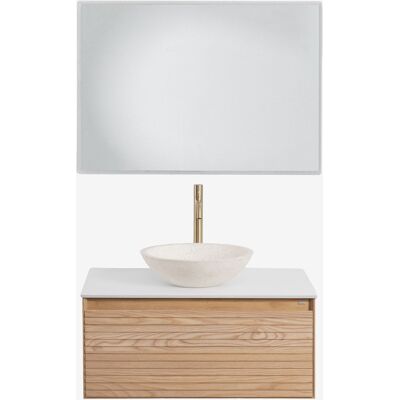 Conjunto De Mueble De Baño Suspendido 80x50 Cm En Madera De Fresno Tedrik Sklum Conjunto De Mueble De Baño Suspendido 80x50 Cm En Madera De Fresno Tedrik Sklum