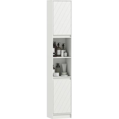 Homcom Armario De Baño Alto, Columna De Baño Estrecha Con 2 Puertas Y 2 Estantes Abiertos, Para Espacios Pequeños, 30x24x170 Cm, Blanco Homcom Armario De Baño Alto, Columna De Baño Estrecha Con 2 Puertas Y 2 Estantes Abiertos, Para Espacios Pequeños, 30x24x170 Cm, Blanco