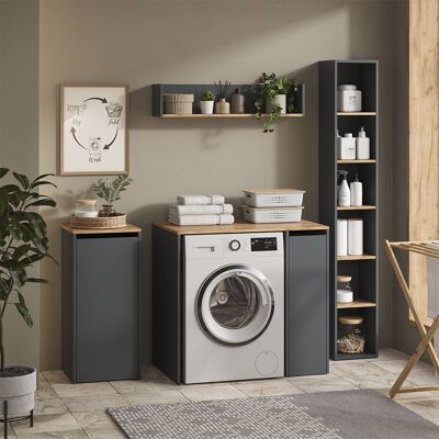 Conjunto De Muebles De Baño Viktor, Antracita/roble Dorado, 4 Piezas, Vicco Conjunto De Muebles De Baño Viktor, Antracita/roble Dorado, 4 Piezas, Vicco