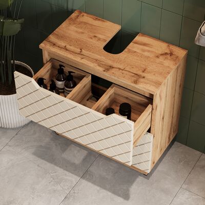 Mueble Bajo Lavabo Lotta, Roble/cachemira Con Estructura De Azulejos, 59.8 X 62.5 Cm Con 2 Cajones, Vicco Mueble Bajo Lavabo Lotta, Roble/cachemira Con Estructura De Azulejos, 59.8 X 62.5 Cm Con 2 Cajones, Vicco