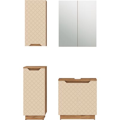 Conjunto De Muebles De Baño Lotta, Roble/cachemira Con Estructura De Azulejos, 4 Partes, Vicco Conjunto De Muebles De Baño Lotta, Roble/cachemira Con Estructura De Azulejos, 4 Partes, Vicco