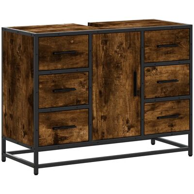 HELLOSHOP26 Armario Para Lavabo Retro Elegante Baño 80 X 33 X 60 Cm Madera Contrachapada Roble Ahumado 020049667 HELLOSHOP26 Armario Para Lavabo Retro Elegante Baño 80 X 33 X 60 Cm Madera Contrachapada Roble Ahumado 020049667