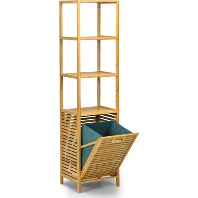 Costway Mueble Del Baño Estantería De Cesta Retráctil Para Baño, Organizador Torre Con Cesta De Bambú Y 3 Repisas Costway Mueble Del Baño Estantería De Cesta Retráctil Para Baño, Organizador Torre Con Cesta De Bambú Y 3 Repisas