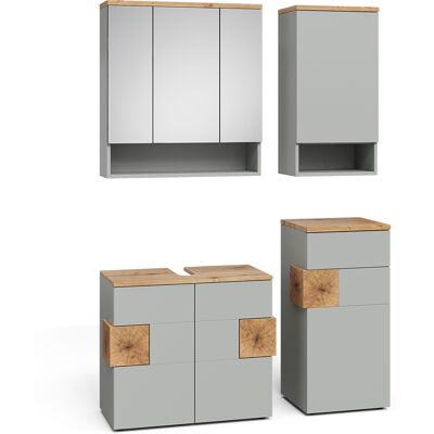 Conjunto De Muebles De Baño Eden, Gris/artisan, 4 Partes, Vicco Conjunto De Muebles De Baño Eden, Gris/artisan, 4 Partes, Vicco