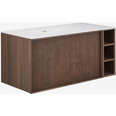 Conjunto De Mueble De Baño 100x50 Cm Suspendido En Madera Con Lavabo Integrado Endika Sklum Conjunto De Mueble De Baño 100x50 Cm Suspendido En Madera Con Lavabo Integrado Endika Sklum