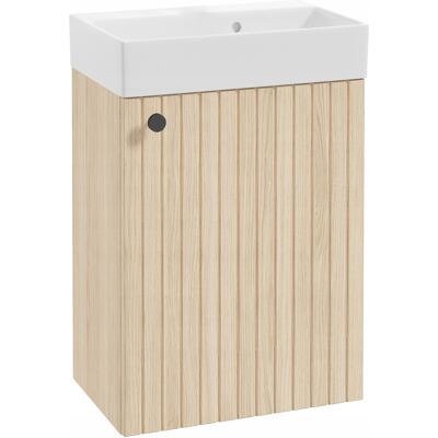 OEM Mueble De Baño Suspendido Con Lavabo, Roble Vicenza Y Tirador Negro, 50x70cm, Kiara OEM Mueble De Baño Suspendido Con Lavabo, Roble Vicenza Y Tirador Negro, 50x70cm, Kiara