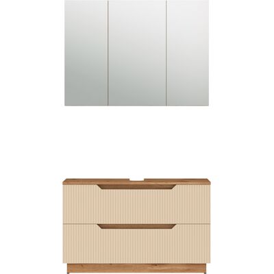 Conjunto De Muebles De Baño Lotta, Rayas Roble/cachemira, 2 Partes, Vicco Conjunto De Muebles De Baño Lotta, Rayas Roble/cachemira, 2 Partes, Vicco
