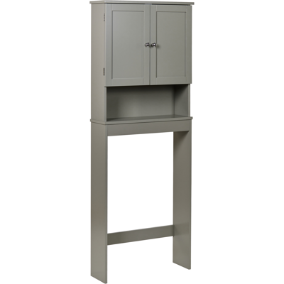 BELIANI Armario De Baño De Pie De Mdf Con Estantes Estilo Tradicional Gris Atjoni BELIANI Armario De Baño De Pie De Mdf Con Estantes Estilo Tradicional Gris Atjoni