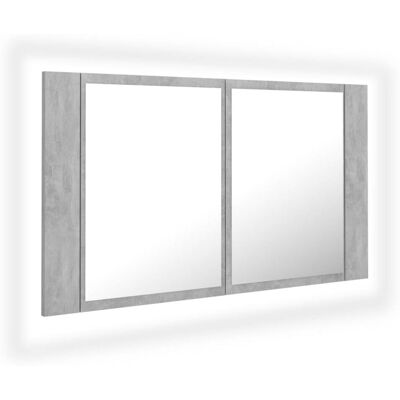 vidaXL Armario Espejo de Baño LED Gris Hormigón - Armario Espejo de Baño vidaXL Armario Espejo de Baño LED Gris Hormigón - Armario Espejo de Baño