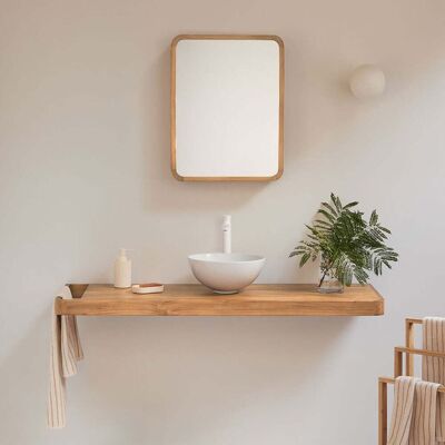 Conjunto De Mueble De Baño 130x45 Cm Suspendido En Madera De Teca Neill Sklum Conjunto De Mueble De Baño 130x45 Cm Suspendido En Madera De Teca Neill Sklum