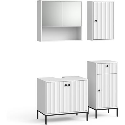 Conjunto De Muebles De Baño Eliza, Ondulación Blanca, 4 Partes, Vicco Conjunto De Muebles De Baño Eliza, Ondulación Blanca, 4 Partes, Vicco