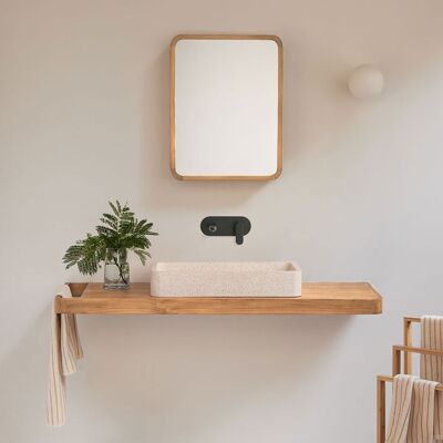 Conjunto De Mueble De Baño 130x45 Cm Suspendido En Madera De Teca Neill Sklum Conjunto De Mueble De Baño 130x45 Cm Suspendido En Madera De Teca Neill Sklum