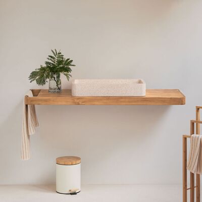 Conjunto De Mueble De Baño 130x45 Cm Suspendido En Madera De Teca Neill Sklum Conjunto De Mueble De Baño 130x45 Cm Suspendido En Madera De Teca Neill Sklum
